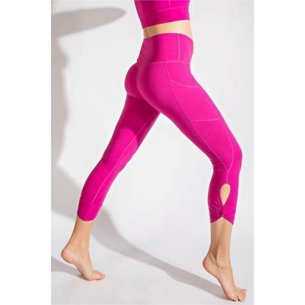 Rae Mode Capri Keyhole Yoga Leggings in Raspberry